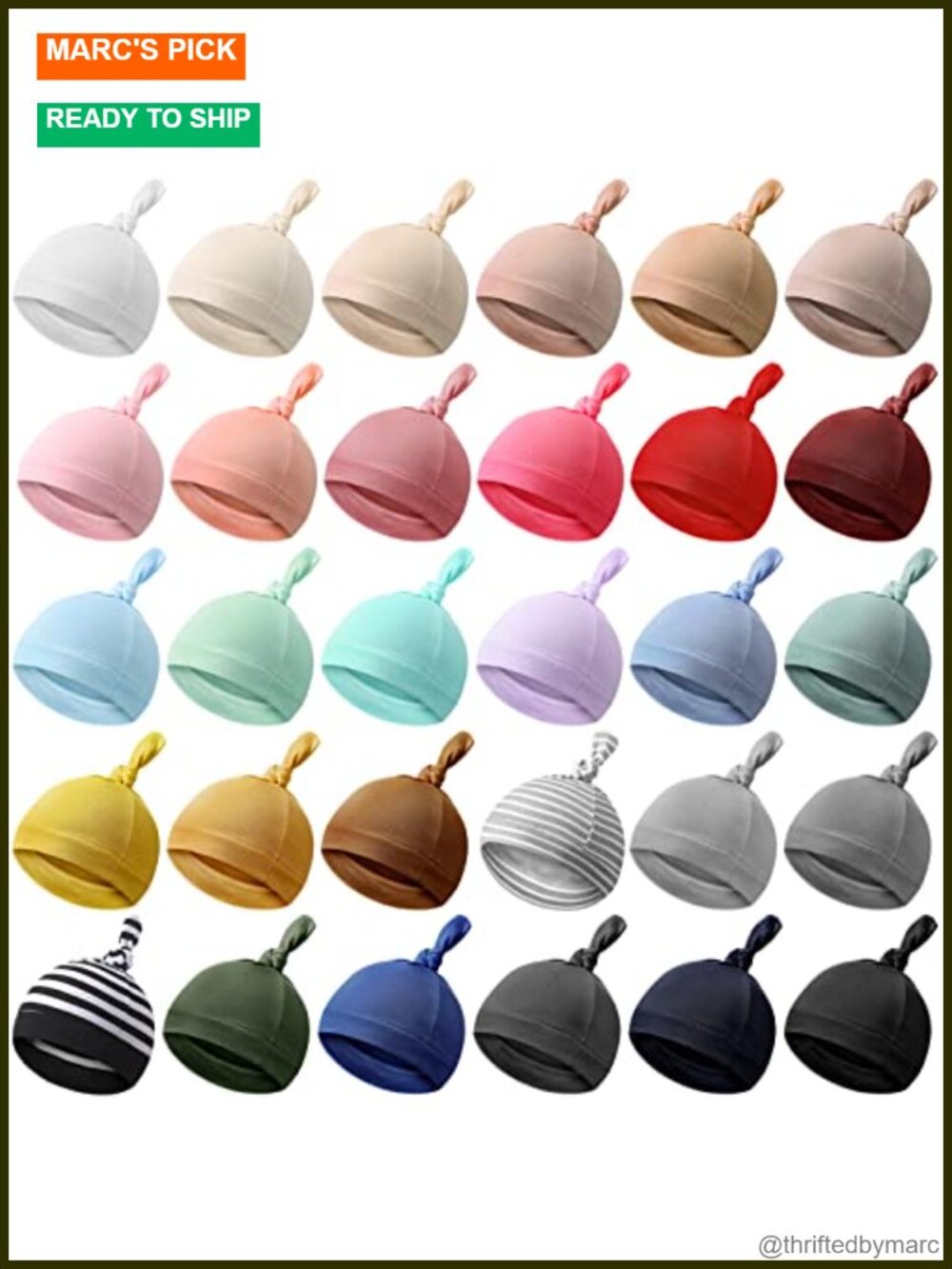 30 Pack Newborn Knot Beanie Hats Soft Cotton Infant 0-6 Months